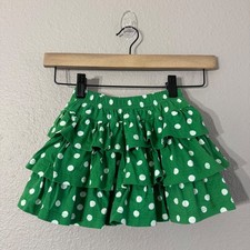 Hanna Andersson Girl's Size 110cm/5 Green Polka Dot Ruffle Tiered Skort