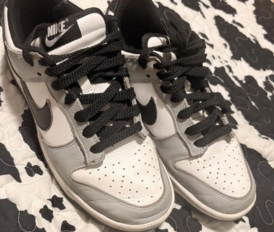 Nike Dunk Low Panda Leather Colorblock White Gray Black Low Top Sneakers