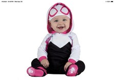 Marvel Spider Gwen Infant Deluxe Costume Hooded Jumpsuit - Size 6-12 Months