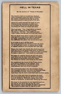 Antique Texas Postcard c.1910  Hell in Texas  divided back vintage verse Rare