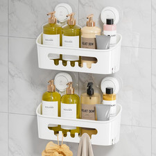 Shower Caddy Suction Cup 2 Pack, Shower Organizer Removable Bathroom Shelf, Stor
