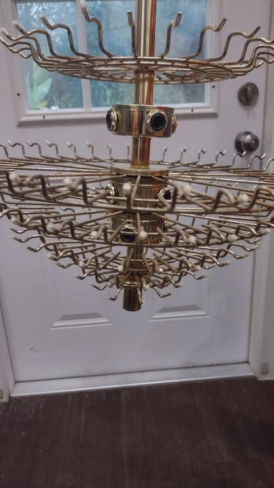 Vtg 1970’s MCM 7 Tier Lucite/Acrylic w/Glass Panel Chandelier Underwriters - Image 2 of 4