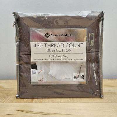 New MEMBERS MARK 450 Thread Count 100% Cotton Sheet Set Full Size Double Gray 