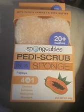 Spongables Pedi Scrub Foot Exfoliating ~ 20+ Wash Sponge ~ Papaya shea butter