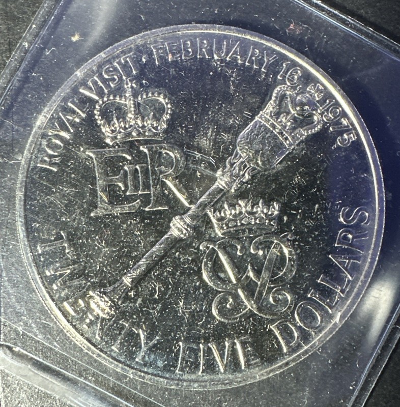 1975 Bermuda $25 Uncirculated Coin - Royal Visit In Original Plastic 