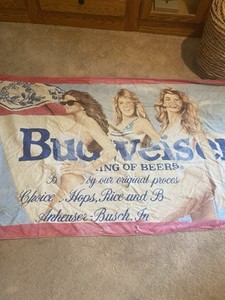 Vintage 90s Budweiser Babes Beach Towel Original Anheuser Busch Girls