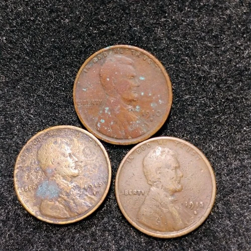 (1) 1910 S & (2) 1915 S ~ LINCOLN WHEAT CENT LOT ~ AG ~ 3 COINS