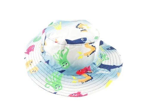 Boys Cotton Sun Hat Beach Bonnet Bucket Cap – Octopus Shark Fish 6-12 Months