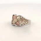 Vintage Coleman CCO Black Hills Gold Sterling Silver 925 10k Ring Sz 7.5 Leaf