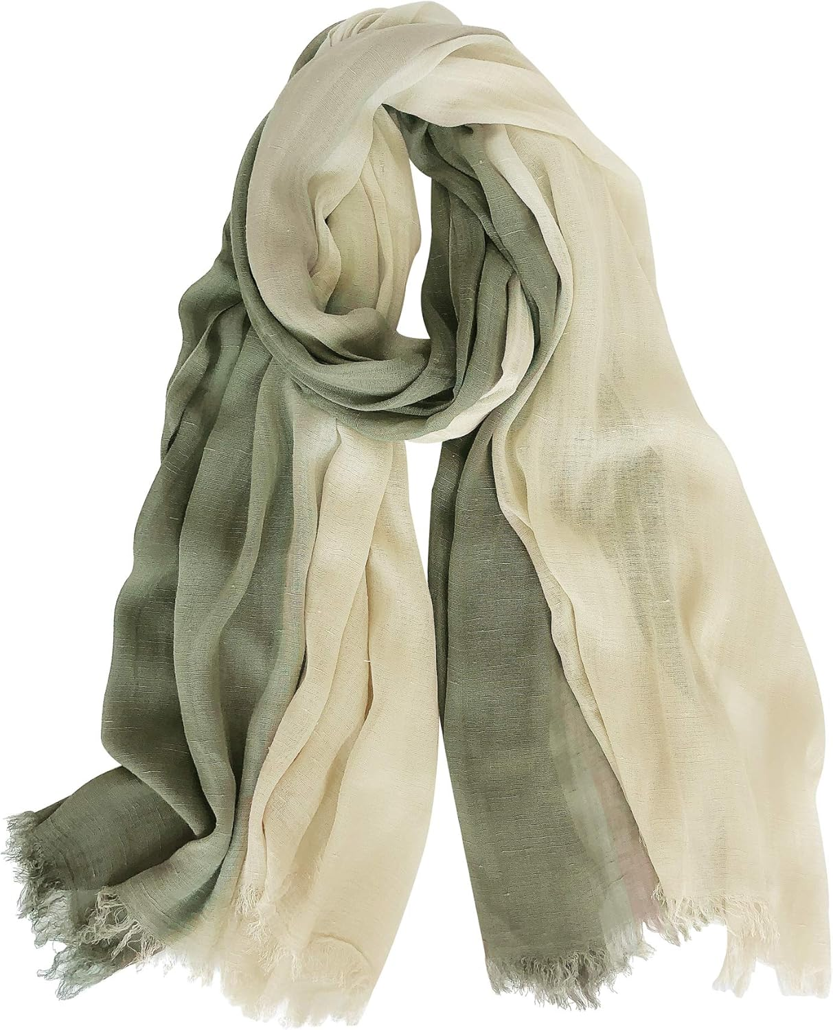 GERINLY Two Tone Linen Scarf Wraps Basic Textured Scarf Hemp Shawl