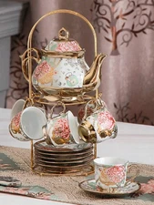 13pcs/Set European Style Ceramic Coffee Cup & Saucer Set Afternoon Tea-FGQ