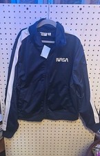 2609 NASA Graphic Zip Up Sweatshirt - Blue Size Small Kids 12/14 Mighty Fine