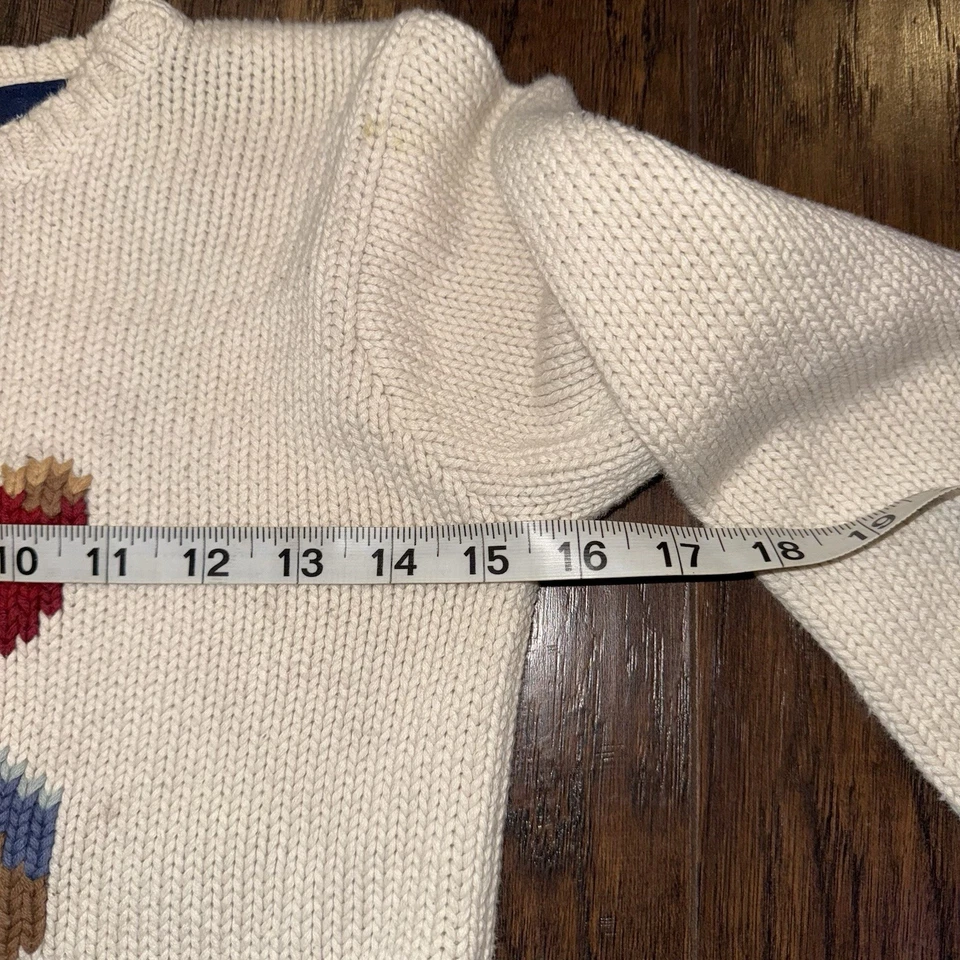 Винтажный 90-х Polo Bear Ralph Lauren сидеть медведь свитер молодежи Sz 7 редкая 15,5 x 18 - Изображение 3 из 4