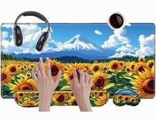 Sunflower XXL Mouse Pad Keyboard Wrist Rest Support Desk Mat 31.5x15.75 Inch