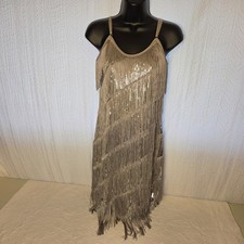IWEMEK 1920s Vintage Style Flapper Dress Sequin Fringe Gatsby Costume Sz Small