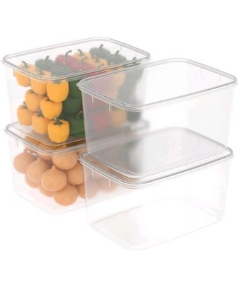 Cetomo 5L*4 Lebensmittelbehälter, Kühlschrank Organizer mit Deckel, Kunststoff Refr...