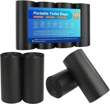 100 Pcs Portable Camping Toilet Bags, Biodegradable Porta Potty Bucket Toilet...