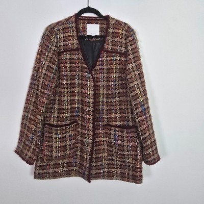 Anthropologie Ett twa Blazer Women Harlequin Tweed Brown multicolor Academia L