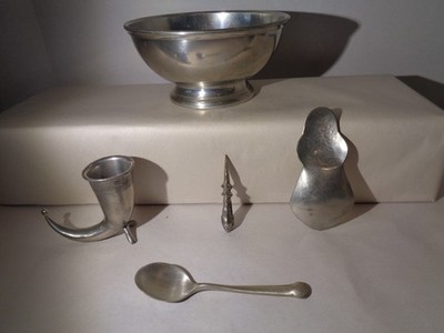 E.A.DAY,STIEFF,NORWEGIAN VINTAGE PEWTER LOT OF 5 DIFFERENT ITEMS!!!