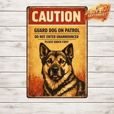 Beware Guard Poodle On Duty with Graphic Metal Tin Wall Sign 12x8