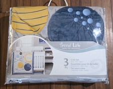 Galaxy Sun Moon Planet Star Crib Bedding 3 Piece Set Nursery Quilt Sheet Skirt
