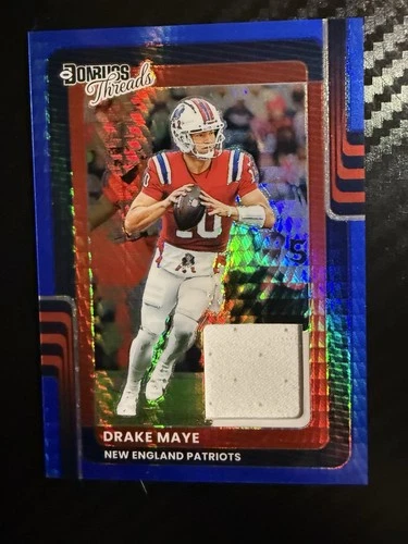 2025 Panini Donruss Optic - Donruss Threads Drake Maye #DTBH-DME Blue Hyper