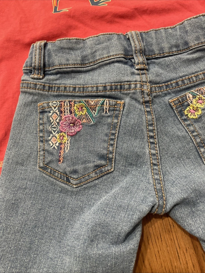 Route 66 Jean Denim Shorts Embroider Flower Adj Waist Girls Size 6X + Kiwi Shirt - Image 4 of 4