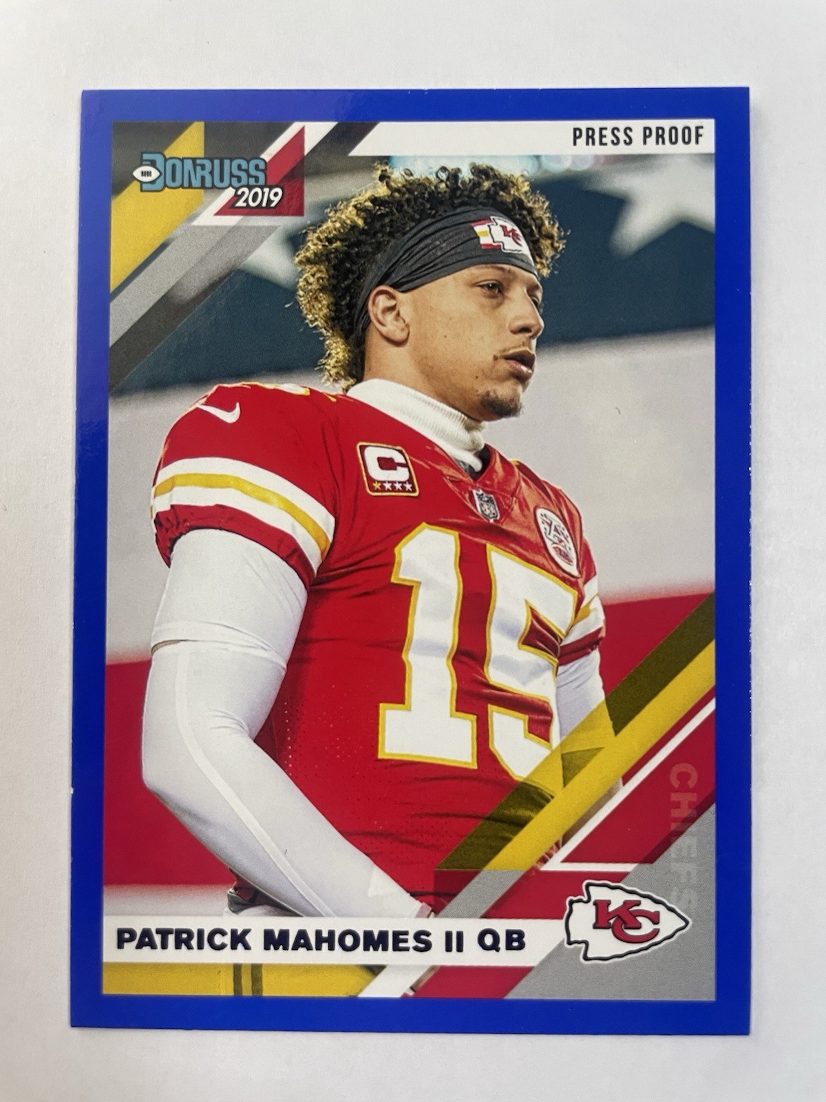 2019 Panini Donruss - Patrick Mahomes II #1 V Photo Variations Press Proof Blue