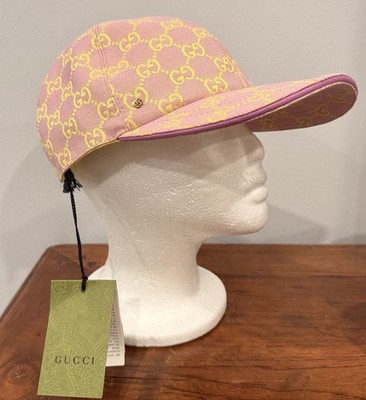 Authentic Gucci GG Monogram Canvas Sz L/59 Cm Leather Trim Pink