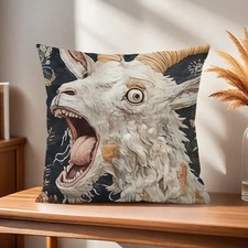 Surreal Art Screaming Goat Linen Pillow Covers   Unique Cushion Case  Housewarm