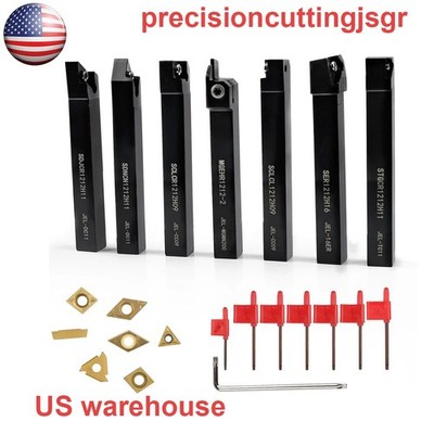 21PCS Lathe Carbide Inserts Tool & Holder Wrench Mini Lathe Set Turning Tooling