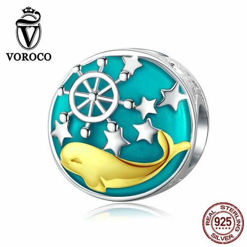 Collar Pulsera Voroco Colgante Plata Esterlina 925 Cuentas Ballena Dije CZ Mujeres - Imagen 1 de 4