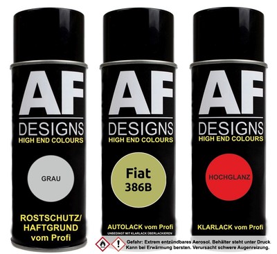 Spraydose für Fiat 386B Verde Box Autolack Klarlack Grundierung  Set