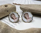 Vintage Limoges France Portrait Screw Back Earrings Porcelain Costume Jewelry 🩷