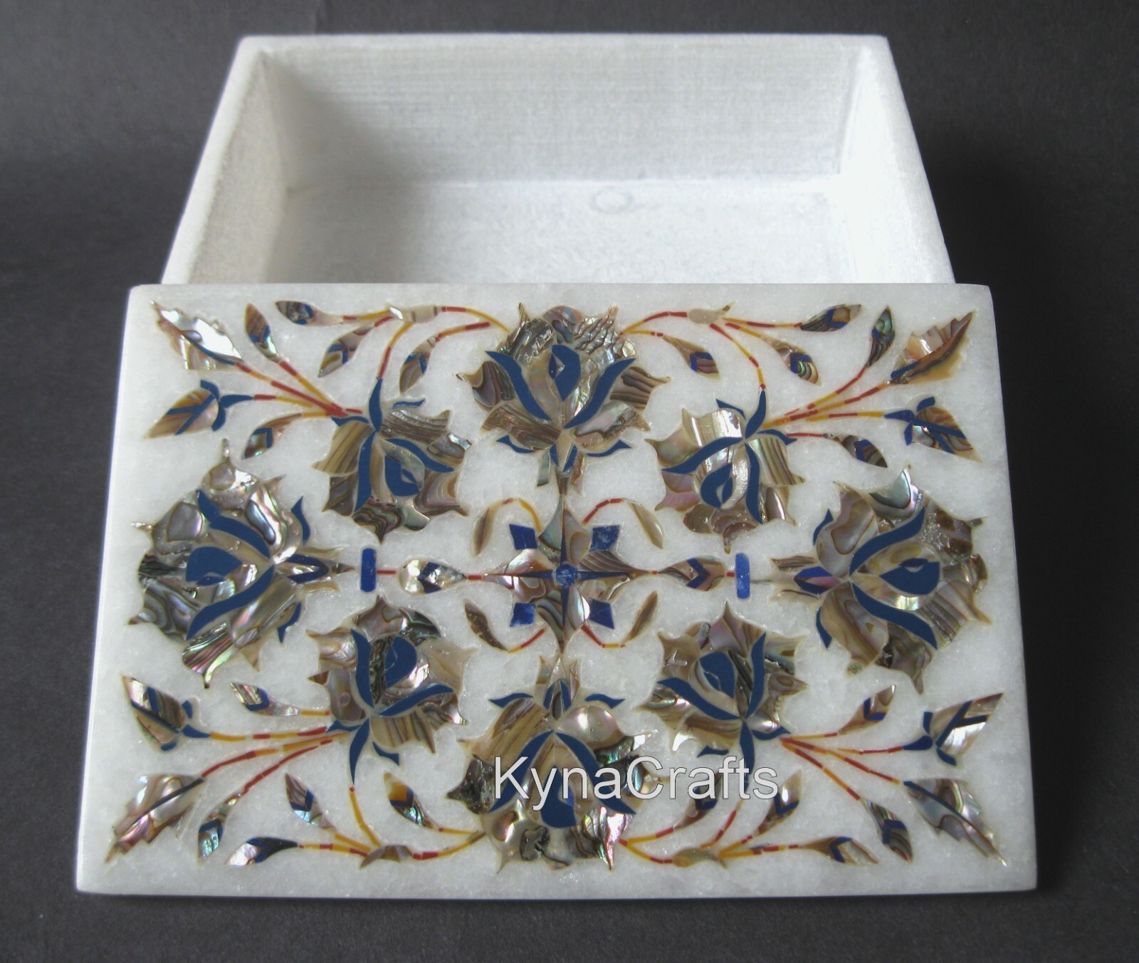Abalone Shell Inlay Work Jewelry Box Rectangle Marble Watch Box 6 x 4 Inches