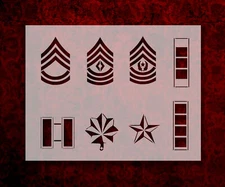 Various US Army Ranks Stencil Template Reusable 8.5 x 11 Inches for Painting