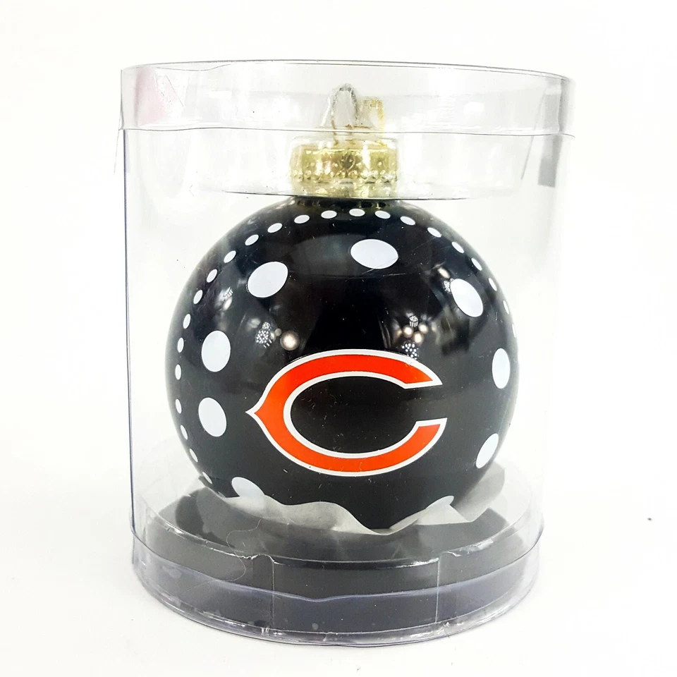 Chicago Bears Bola de Vidrio 3" Adorno de Navidad Azul Blanco Lunares NFLNEW Foto 4 de 4