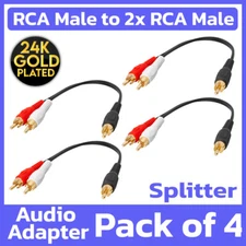 4 Pack RCA Male to 2 x RCA Male Audio Adapter Y Splitter Cable Speakers Combiner