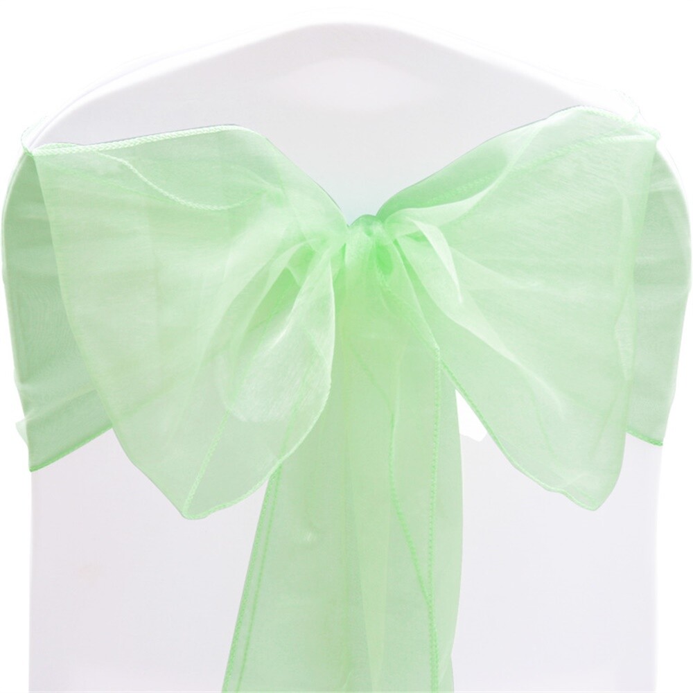 Time to Sparkle 100PCS 22x280cm Spearmint Organza Chair Sashes Bow Wedding Party