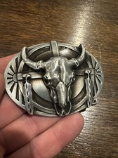 Bull Feather Motorcycle Belt Buckle Indian Rodeo Collector Native American GIFT