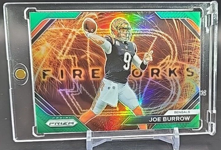JOE BURROW FIREWORKS PRIZM GREEN INSERT HOLO WITH CASE NFL CINCINNATI BENGALS - Image 3 of 4