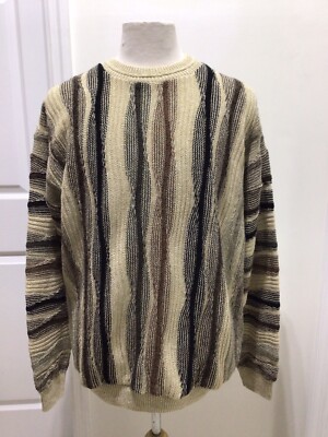 PROTEGE MEN'S SWEATER XL BEIGE BROWN COOGI STYLE NEW