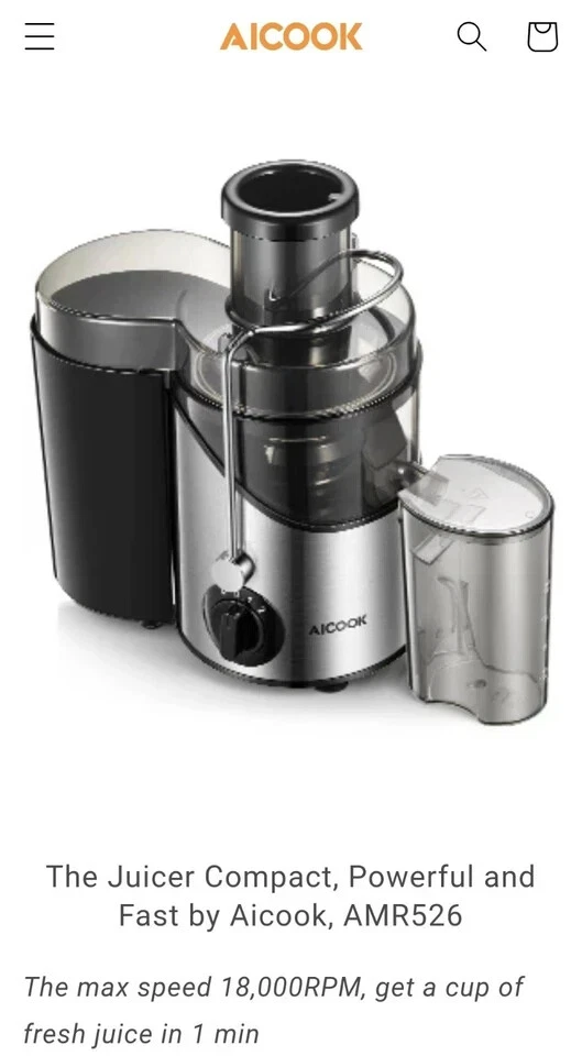 AICOOK Centrifugal Self Cleaning Juicer and Juice Extractor Chrome