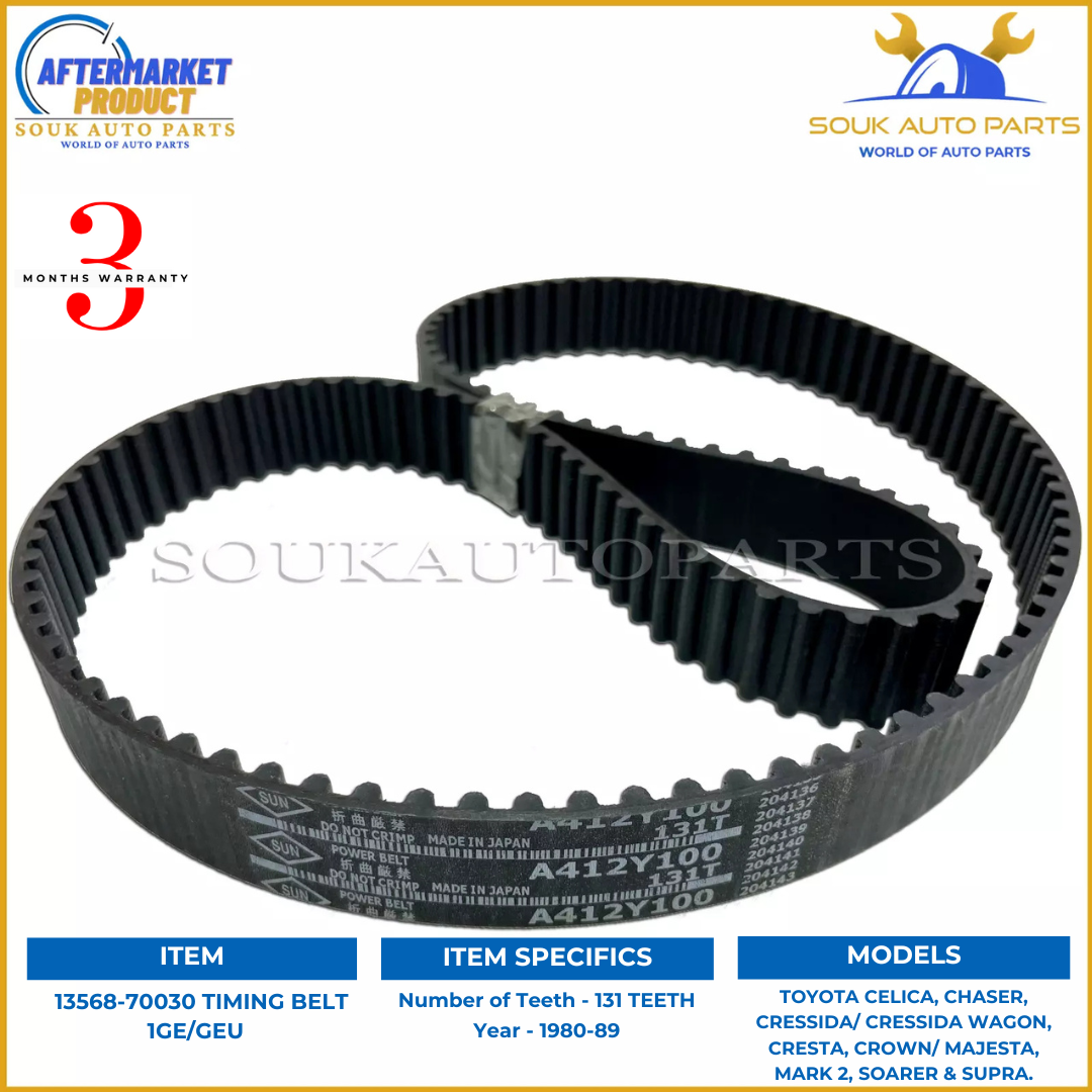 み。 13568-70030 TIMING BELT 1GE/GEU 131 TEETH For Toyota A412Y100