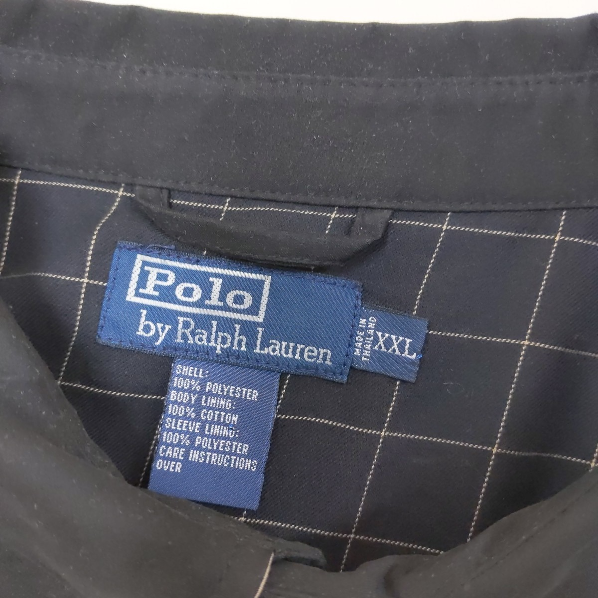 $168 POLO RALPH LAUREN XXL giacca nera microfibra zip fodera a quadri pony uomo