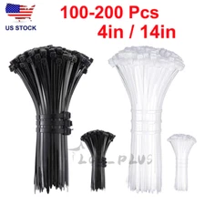 100-200Pcs Cable Ties 4" / 14" Heavy Duty Nylon Wrap Wire Zip Ties UV Resistant