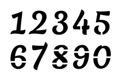 INK SCRIPT Numbers Stencil - 3 Inch Fancy Font Address House Plastic Sheet S913