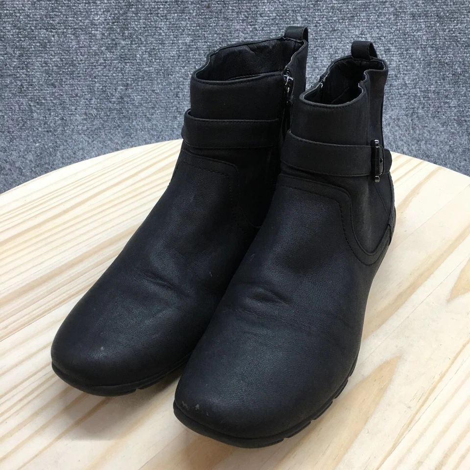 Botas Easy Spirit femininas 9,5 M Anden 3 tornozelo preto couro sintético biqueira redonda - Imagem 3 de 4