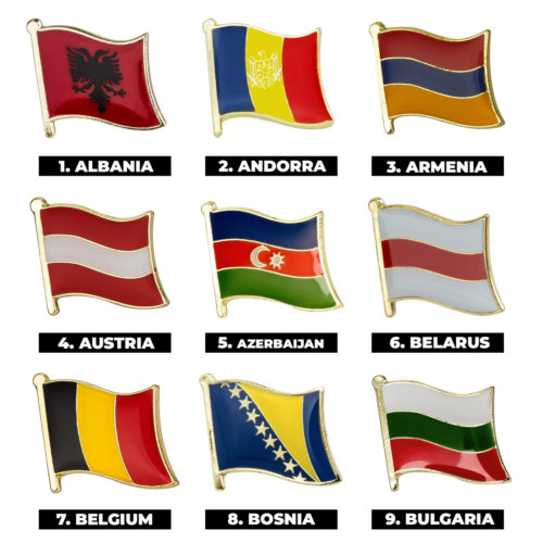 50+ European Countries | National Metal Enamel Flag Pins - Picture 2 of 7