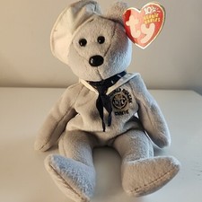 2003 TY 10 Years, Beanie Babies, Bear, Ronnie, Sailor, Navy, Plush, Soft